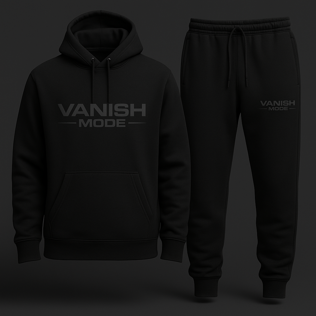 Black on Black Vanish Mode Hoodie set