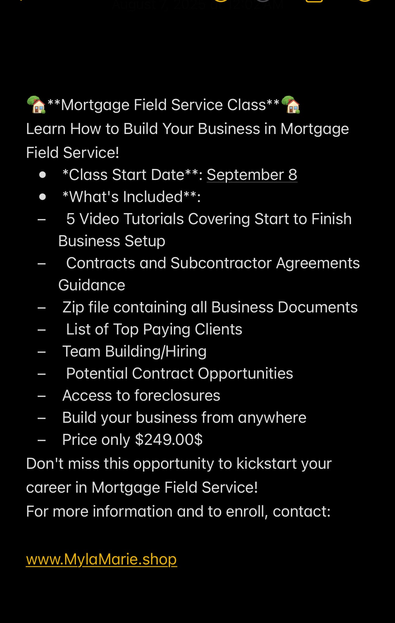 Mortgage Field Service Course